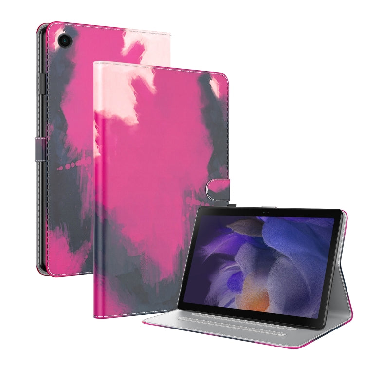 For Samsung Galaxy Tab А9+ Watercolor Pattern Flip Leather Tablet Case(Berry Color) by bashfashion