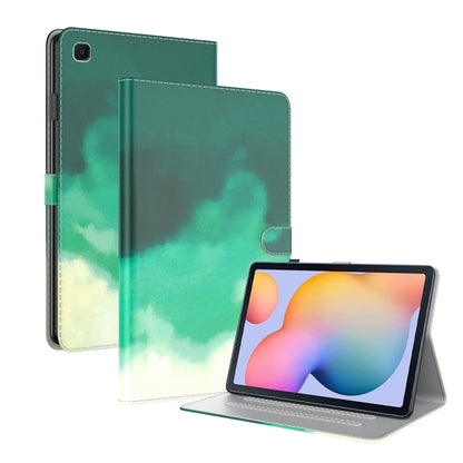 For Samsung Galaxy Tab S5e/T720/T725 Watercolor Pattern Flip Leather Tablet Case(Cyan Green) by bashfashion