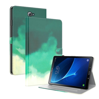 For Samsung Galaxy Tab A 10.1 2016/T580/T585 Watercolor Pattern Flip Leather Tablet Case(Cyan Green) by bashfashion