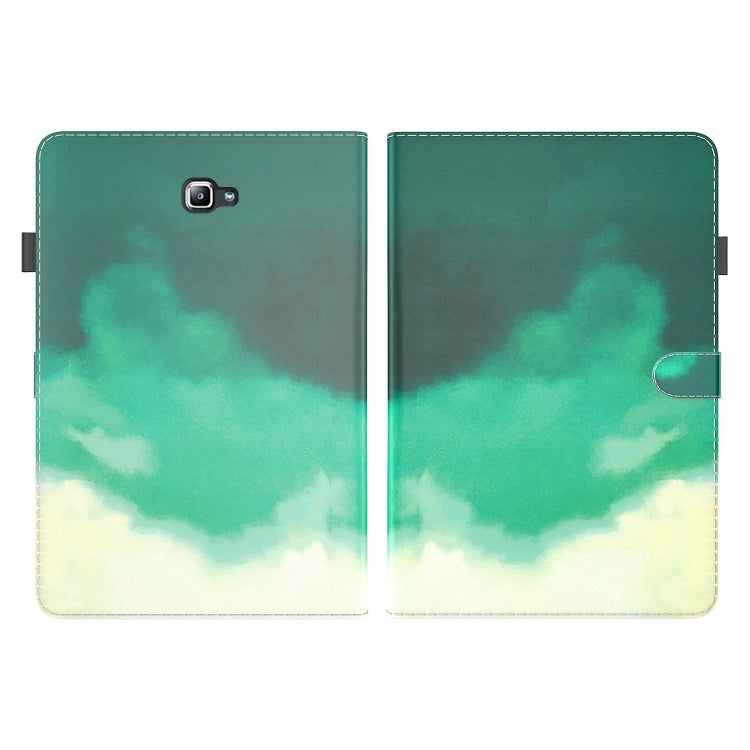 For Samsung Galaxy Tab A 10.1 2016/T580/T585 Watercolor Pattern Flip Leather Tablet Case(Cyan Green) by bashfashion