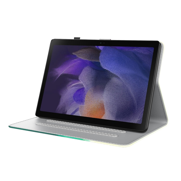 For Samsung Galaxy Tab А9 Watercolor Pattern Flip Leather Tablet Case(Cyan Green) by bashfashion
