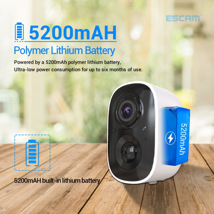 ESCAM G14 Rechargeable 1080P Full HD AI Recognition Infrared Night Vision WiFi Camera by ESCAM