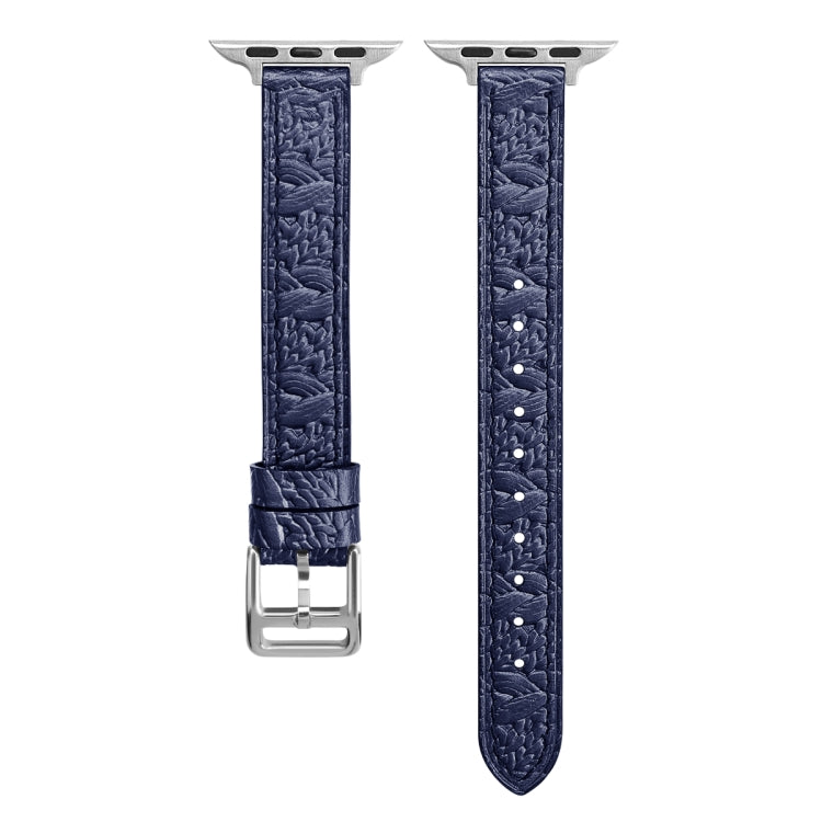 Twist Braided Leather Watch Band For Apple Watch Series 9&8&7 41mm / SE 3&SE 2&6&SE&5&4 40mm / 3&2&1 38mm(Blue) by bashfashion