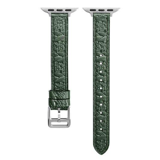 Twist Braided Leather Watch Band For Apple Watch Series 9&8&7 41mm / SE 3&SE 2&6&SE&5&4 40mm / 3&2&1 38mm(Green) by bashfashion