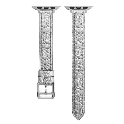 Twist Braided Leather Watch Band For Apple Watch Series 9&8&7 41mm / SE 3&SE 2&6&SE&5&4 40mm / 3&2&1 38mm(Silver) by bashfashion