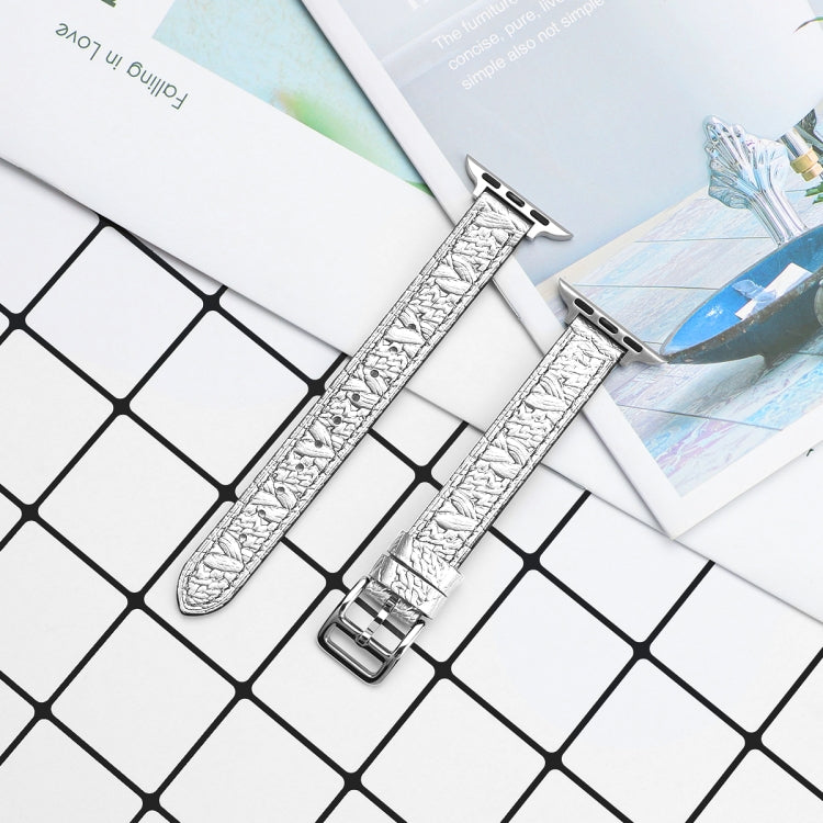 Twist Braided Leather Watch Band For Apple Watch Series 9&8&7 41mm / SE 3&SE 2&6&SE&5&4 40mm / 3&2&1 38mm(Silver) by bashfashion