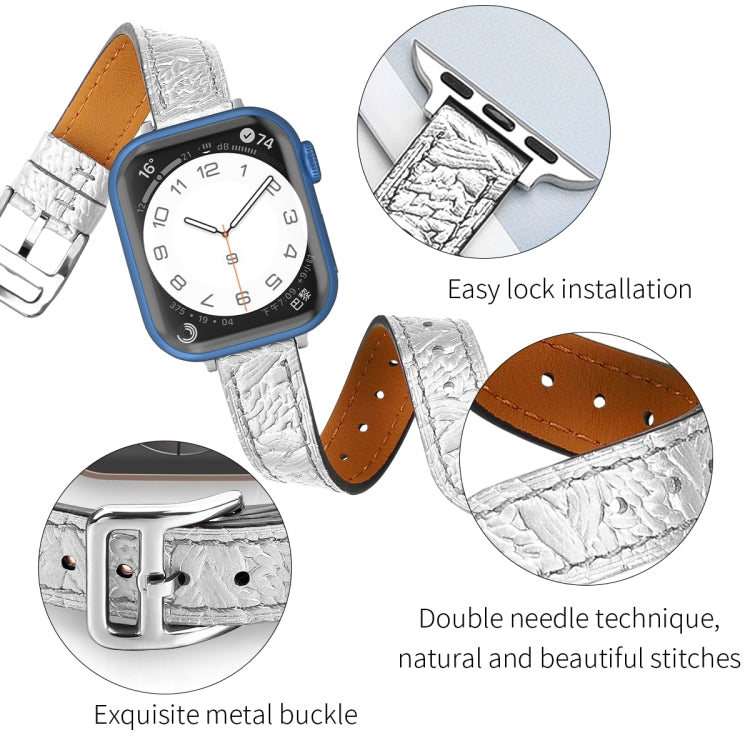 Twist Braided Leather Watch Band For Apple Watch Series 9&8&7 41mm / SE 3&SE 2&6&SE&5&4 40mm / 3&2&1 38mm(Silver) by bashfashion