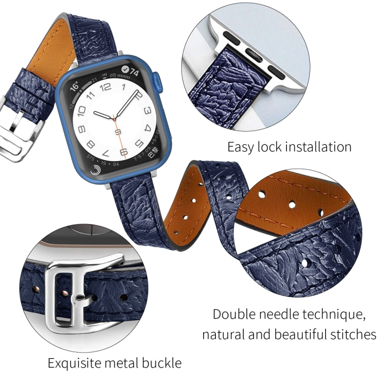 Twist Braided Leather Watch Band For Apple Watch Ultra 49mm&Watch Ultra 2 49mm / Series 9&8&7 45mm / SE 3&SE 2&6&SE&5&4 44mm / 3&2&1 42mm(Blue) by bashfashion