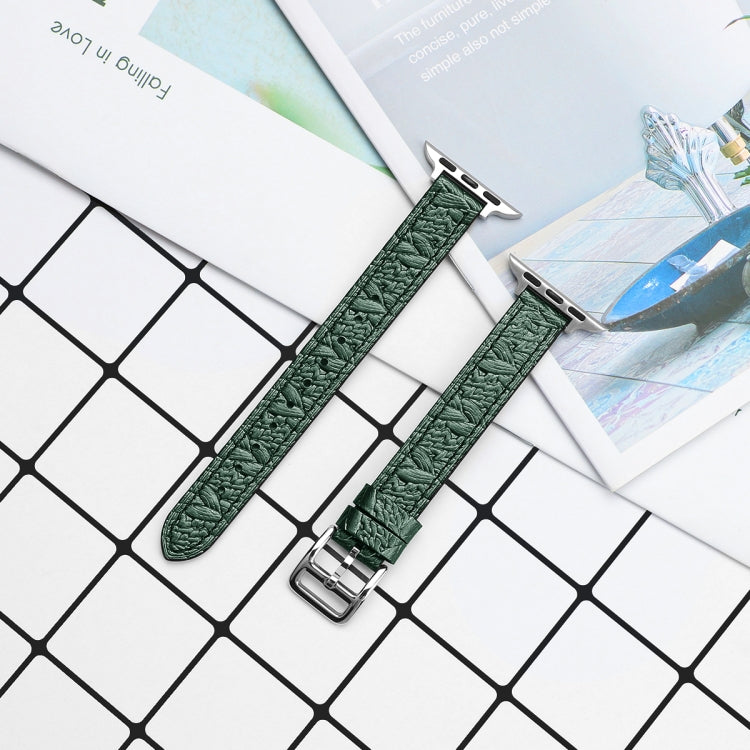 Twist Braided Leather Watch Band For Apple Watch Ultra 49mm&Watch Ultra 2 49mm / Series 9&8&7 45mm / SE 3&SE 2&6&SE&5&4 44mm / 3&2&1 42mm(Green) by bashfashion