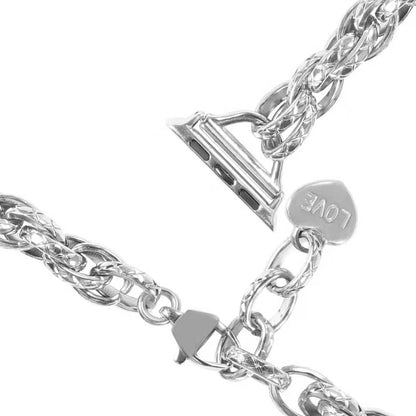Stainless Steel Heart Pendant Watch Band For Apple Watch Series 9&8&7 41mm / SE 3&SE 2&6&SE&5&4 40mm / 3&2&1 38mm(Silver) by bashfashion