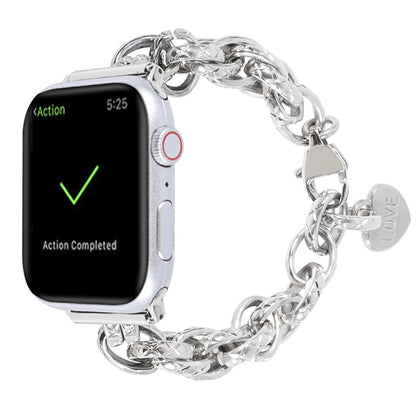 Stainless Steel Heart Pendant Watch Band For Apple Watch Series 9&8&7 41mm / SE 3&SE 2&6&SE&5&4 40mm / 3&2&1 38mm(Silver) by bashfashion