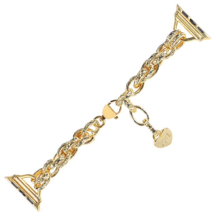 Stainless Steel Heart Pendant Watch Band For Apple Watch Ultra 49mm&Watch Ultra 2 49mm / Series 9&8&7 45mm / SE 3&SE 2&6&SE&5&4 44mm / 3&2&1 42mm(Gold) by bashfashion