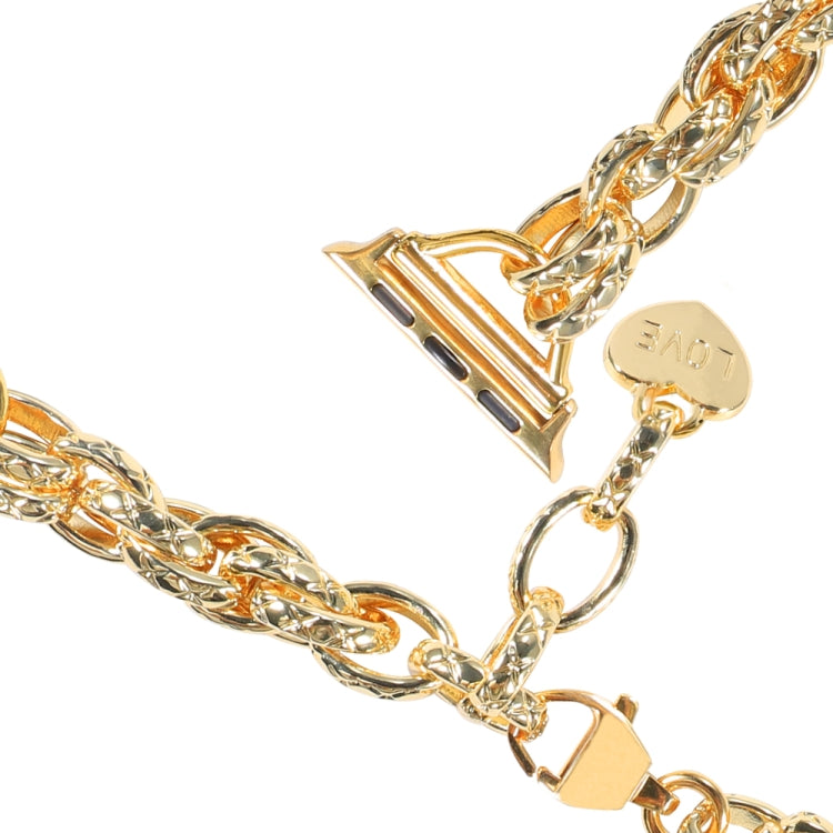 Stainless Steel Heart Pendant Watch Band For Apple Watch Ultra 49mm&Watch Ultra 2 49mm / Series 9&8&7 45mm / SE 3&SE 2&6&SE&5&4 44mm / 3&2&1 42mm(Gold) by bashfashion