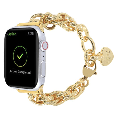 Stainless Steel Heart Pendant Watch Band For Apple Watch Ultra 49mm&Watch Ultra 2 49mm / Series 9&8&7 45mm / SE 3&SE 2&6&SE&5&4 44mm / 3&2&1 42mm(Gold) by bashfashion