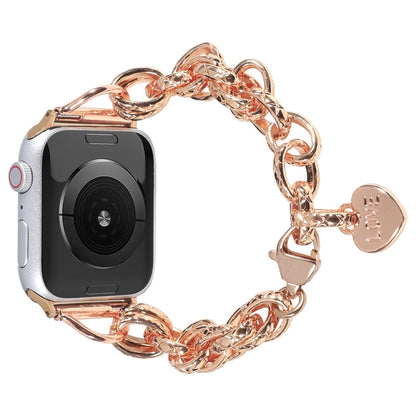 Stainless Steel Heart Pendant Watch Band For Apple Watch Ultra 49mm&Watch Ultra 2 49mm / Series 9&8&7 45mm / SE 3&SE 2&6&SE&5&4 44mm / 3&2&1 42mm(Rose Gold) by bashfashion