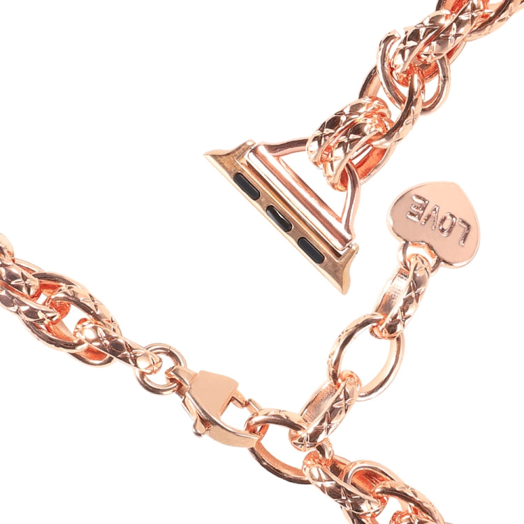 Stainless Steel Heart Pendant Watch Band For Apple Watch Ultra 49mm&Watch Ultra 2 49mm / Series 9&8&7 45mm / SE 3&SE 2&6&SE&5&4 44mm / 3&2&1 42mm(Rose Gold) by bashfashion