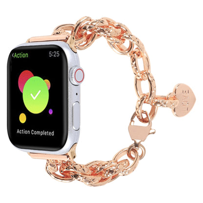 Stainless Steel Heart Pendant Watch Band For Apple Watch Ultra 49mm&Watch Ultra 2 49mm / Series 9&8&7 45mm / SE 3&SE 2&6&SE&5&4 44mm / 3&2&1 42mm(Rose Gold) by bashfashion