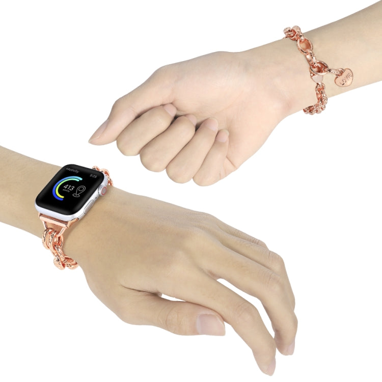 Stainless Steel Heart Pendant Watch Band For Apple Watch Ultra 49mm&Watch Ultra 2 49mm / Series 9&8&7 45mm / SE 3&SE 2&6&SE&5&4 44mm / 3&2&1 42mm(Rose Gold) by bashfashion