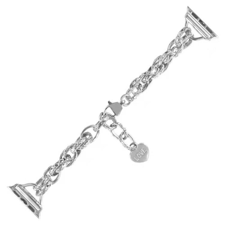 Stainless Steel Heart Pendant Watch Band For Apple Watch Ultra 49mm&Watch Ultra 2 49mm / Series 9&8&7 45mm / SE 3&SE 2&6&SE&5&4 44mm / 3&2&1 42mm(Silver) by bashfashion