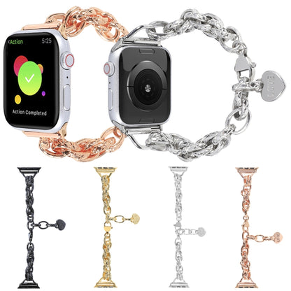 Stainless Steel Heart Pendant Watch Band For Apple Watch Ultra 49mm&Watch Ultra 2 49mm / Series 9&8&7 45mm / SE 3&SE 2&6&SE&5&4 44mm / 3&2&1 42mm(Rose Gold) by bashfashion