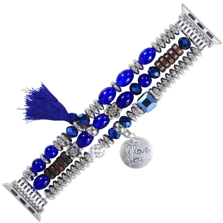 Tassel Beaded Watch Band For Apple Watch Series 9&8&7 41mm / SE 3&SE 2&6&SE&5&4 40mm / 3&2&1 38mm(Royal Blue) by bashfashion