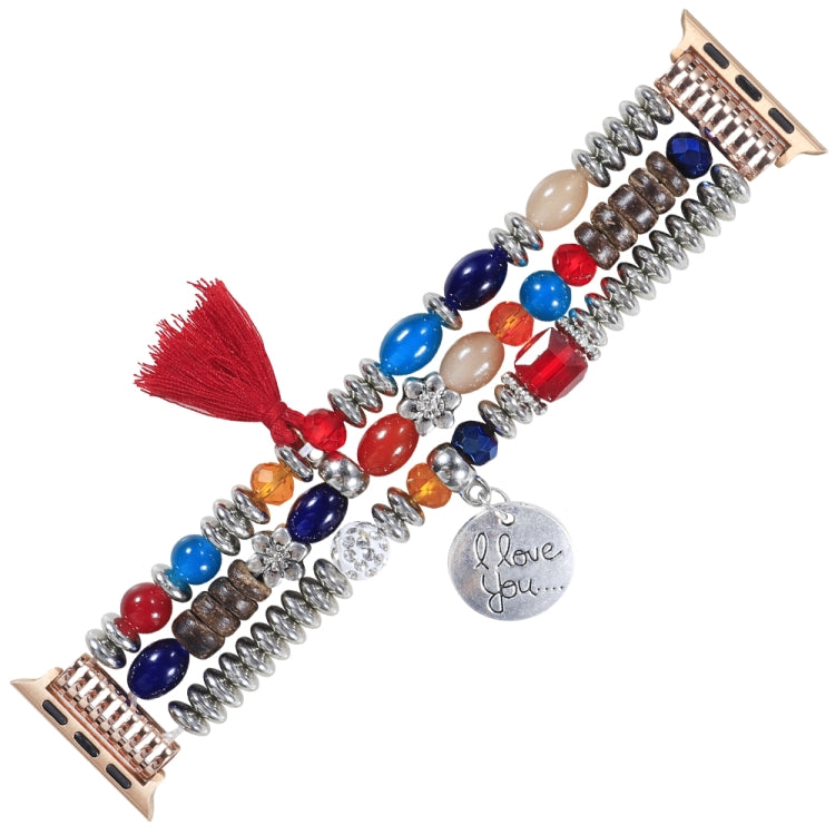 Tassel Beaded Watch Band For Apple Watch Series 9&8&7 41mm / SE 3&SE 2&6&SE&5&4 40mm / 3&2&1 38mm(Colorful) by bashfashion