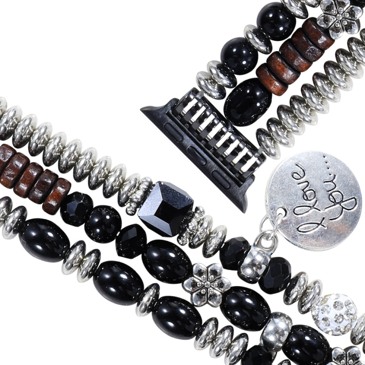 Tassel Beaded Watch Band For Apple Watch Series 9&8&7 41mm / SE 3&SE 2&6&SE&5&4 40mm / 3&2&1 38mm(Black) by bashfashion