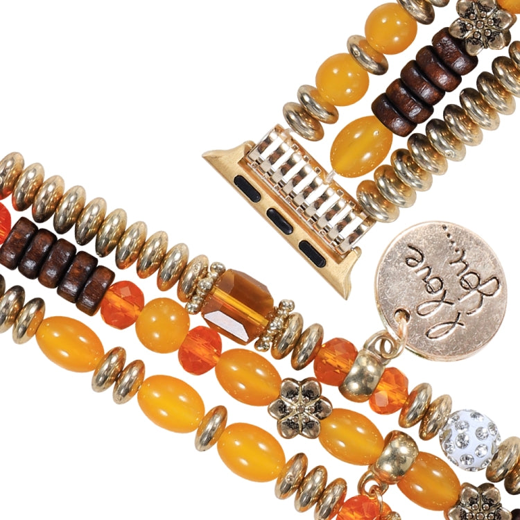 Tassel Beaded Watch Band For Apple Watch Series 9&8&7 41mm / SE 3&SE 2&6&SE&5&4 40mm / 3&2&1 38mm(Gold) by bashfashion