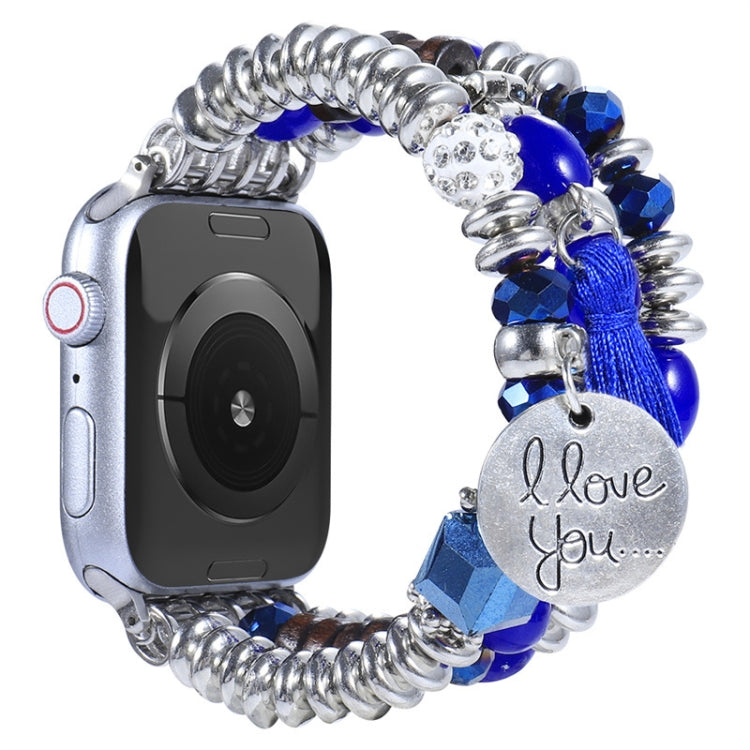 Tassel Beaded Watch Band For Apple Watch Ultra 49mm&Watch Ultra 2 49mm / Series 9&8&7 45mm / SE 3&SE 2&6&SE&5&4 44mm / 3&2&1 42mm(Royal Blue) by bashfashion