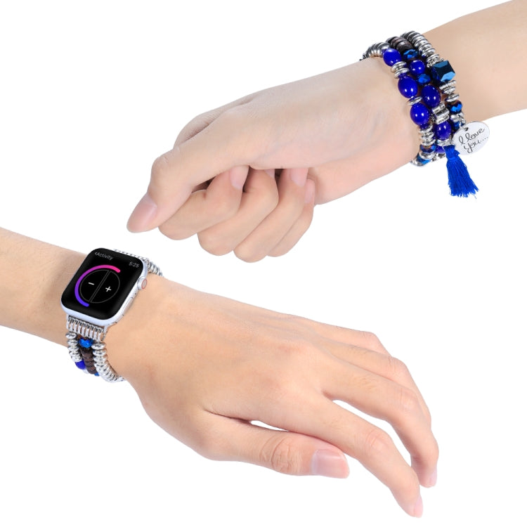 Tassel Beaded Watch Band For Apple Watch Ultra 49mm&Watch Ultra 2 49mm / Series 9&8&7 45mm / SE 3&SE 2&6&SE&5&4 44mm / 3&2&1 42mm(Royal Blue) by bashfashion