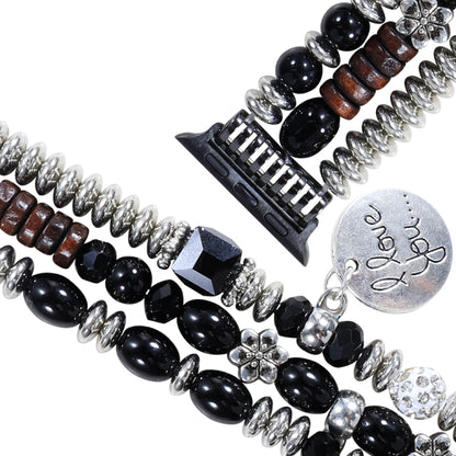 Tassel Beaded Watch Band For Apple Watch Ultra 49mm&Watch Ultra 2 49mm / Series 9&8&7 45mm / SE 3&SE 2&6&SE&5&4 44mm / 3&2&1 42mm(Black) by bashfashion