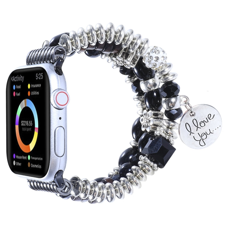 Tassel Beaded Watch Band For Apple Watch Ultra 49mm&Watch Ultra 2 49mm / Series 9&8&7 45mm / SE 3&SE 2&6&SE&5&4 44mm / 3&2&1 42mm(Black) by bashfashion