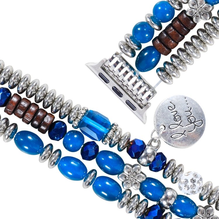 Tassel Beaded Watch Band For Apple Watch Ultra 49mm&Watch Ultra 2 49mm / Series 9&8&7 45mm / SE 3&SE 2&6&SE&5&4 44mm / 3&2&1 42mm(Lake Blue) by bashfashion