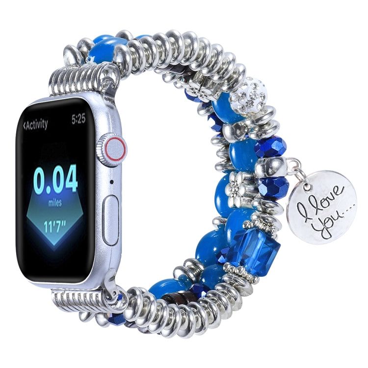 Tassel Beaded Watch Band For Apple Watch Ultra 49mm&Watch Ultra 2 49mm / Series 9&8&7 45mm / SE 3&SE 2&6&SE&5&4 44mm / 3&2&1 42mm(Lake Blue) by bashfashion