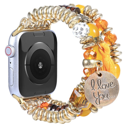 Tassel Beaded Watch Band For Apple Watch Ultra 49mm&Watch Ultra 2 49mm / Series 9&8&7 45mm / SE 3&SE 2&6&SE&5&4 44mm / 3&2&1 42mm(Gold) by bashfashion