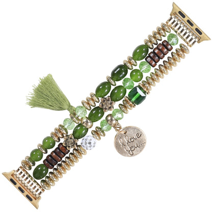 Tassel Beaded Watch Band For Apple Watch Ultra 49mm&Watch Ultra 2 49mm / Series 9&8&7 45mm / SE 3&SE 2&6&SE&5&4 44mm / 3&2&1 42mm(Green) by bashfashion