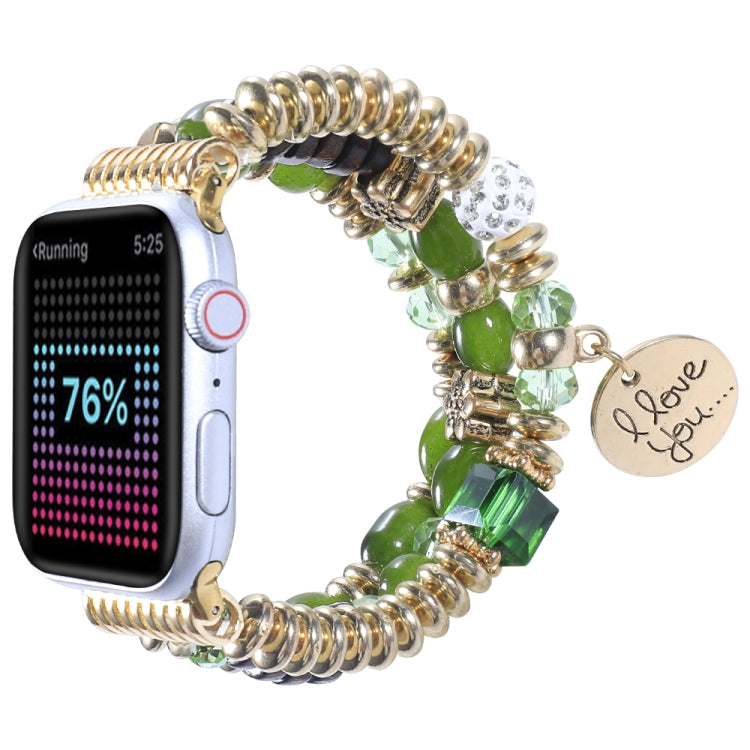 Tassel Beaded Watch Band For Apple Watch Ultra 49mm&Watch Ultra 2 49mm / Series 9&8&7 45mm / SE 3&SE 2&6&SE&5&4 44mm / 3&2&1 42mm(Green) by bashfashion