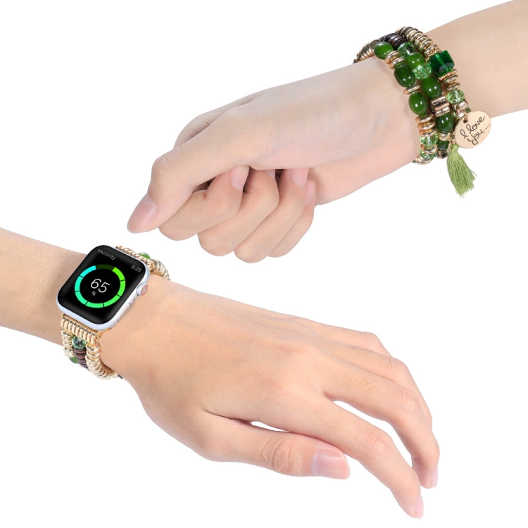 Tassel Beaded Watch Band For Apple Watch Ultra 49mm&Watch Ultra 2 49mm / Series 9&8&7 45mm / SE 3&SE 2&6&SE&5&4 44mm / 3&2&1 42mm(Green) by bashfashion