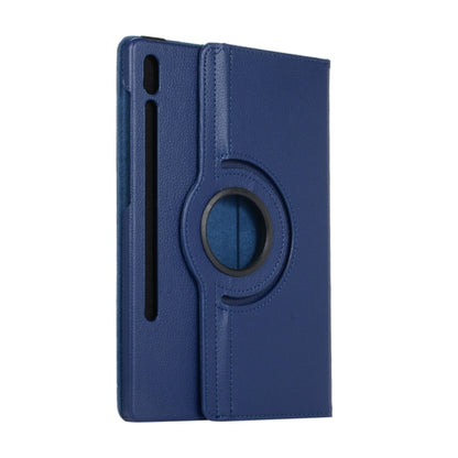 For Samsung Galaxy Tab S8 Ultra 360 Degrees Rotation Holder Litchi Leather Tablet Case(Blue) by bashfashion