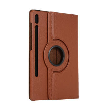 For Samsung Galaxy Tab S8 Ultra 360 Degrees Rotation Holder Litchi Leather Tablet Case(Brown) by bashfashion