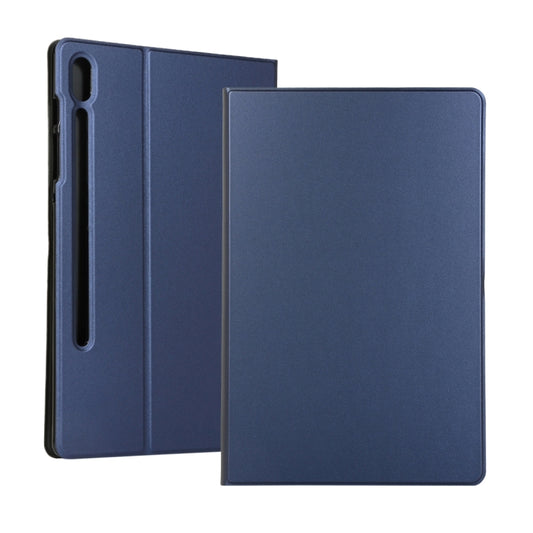 For Samsung Galaxy Tab S8 Ultra Elasticity Leather Tablet Case with Holder(Dark Blue) by bashfashion