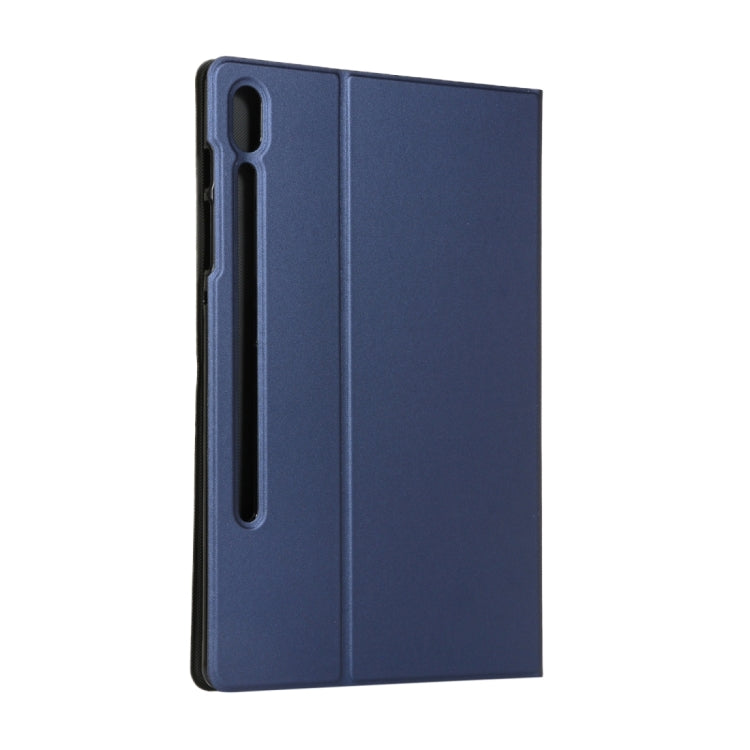 For Samsung Galaxy Tab S8 Ultra Elasticity Leather Tablet Case with Holder(Dark Blue) by bashfashion