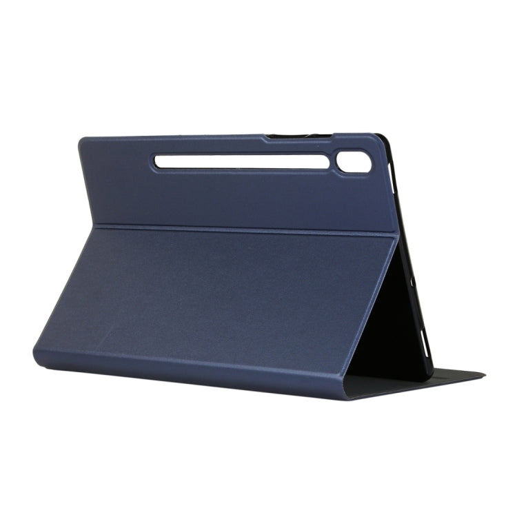 For Samsung Galaxy Tab S8 Ultra Elasticity Leather Tablet Case with Holder(Dark Blue) by bashfashion