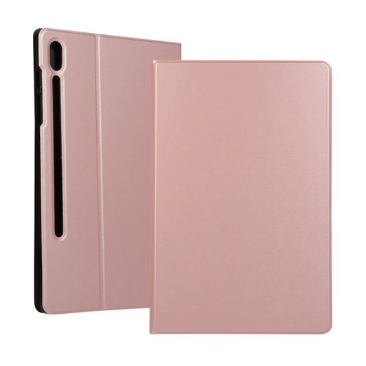 For Samsung Galaxy Tab S8 Ultra Elasticity Leather Tablet Case with Holder(Rose Gold) by bashfashion