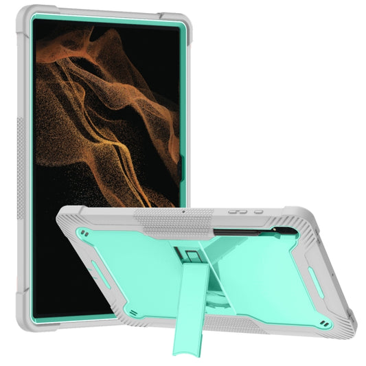 For Samsung Galaxy Tab S9 Ultra / S8 Ultra Silicone + PC Shockproof Protective Tablet Case(Grey + Green) by bashfashion