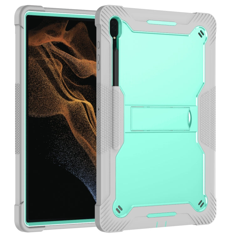 For Samsung Galaxy Tab S9 Ultra / S8 Ultra Silicone + PC Shockproof Protective Tablet Case(Grey + Green) by bashfashion