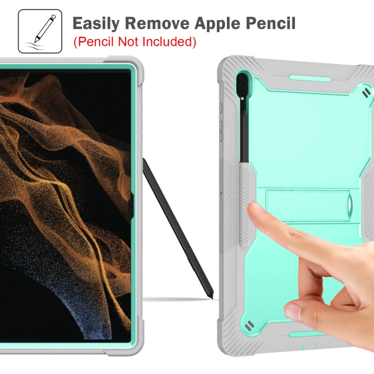 For Samsung Galaxy Tab S9 Ultra / S8 Ultra Silicone + PC Shockproof Protective Tablet Case(Grey + Green) by bashfashion