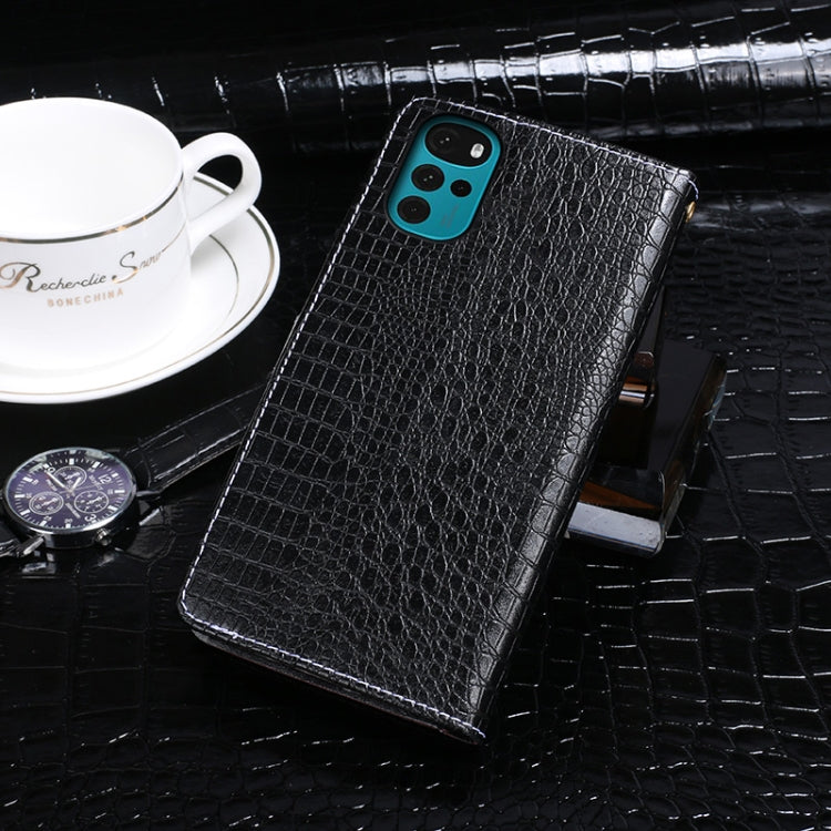 For Motorola Moto G22 idewei Crocodile Texture Leather Phone Case(Black) by idewei