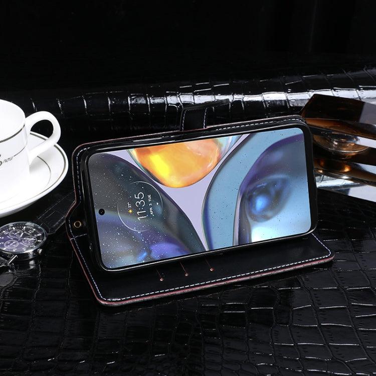 For Motorola Moto G22 idewei Crocodile Texture Leather Phone Case(Black) by idewei