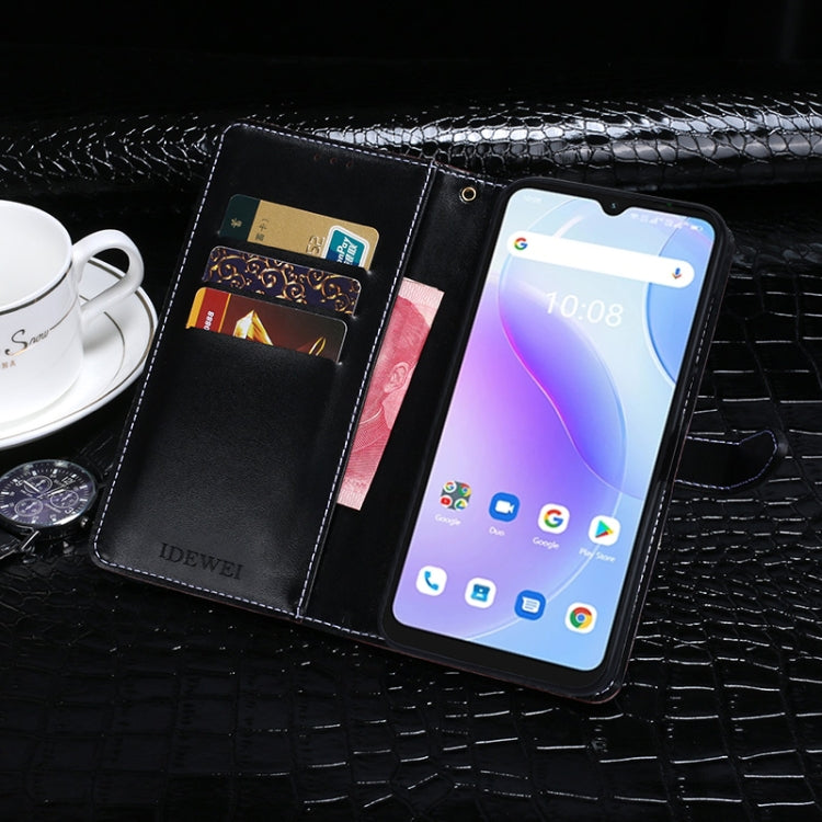 For Umidigi A11S idewei Crocodile Texture Leather Phone Case(Black) by idewei